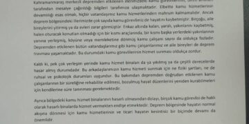 Deprem Bölgesindeki Kamu Görevlileri İçin Düzenleme Yapılması Gerekiyor